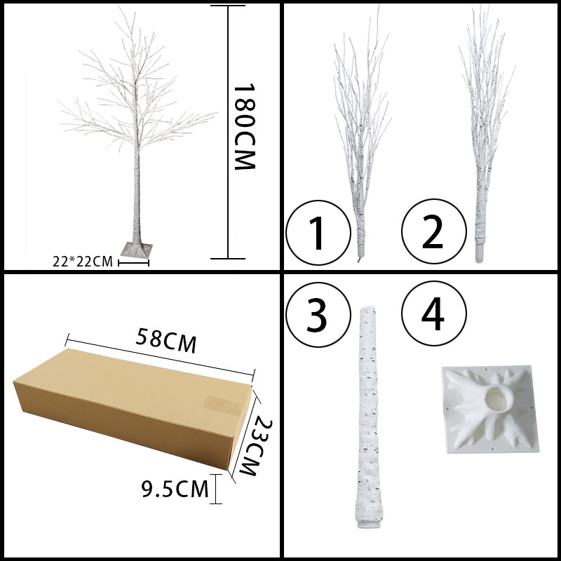 Tree Light Led Thanksgiving Silver Birch Home Decorative Lamp Christmas Party Scene Layout Landscape Modeling Luminous Tree