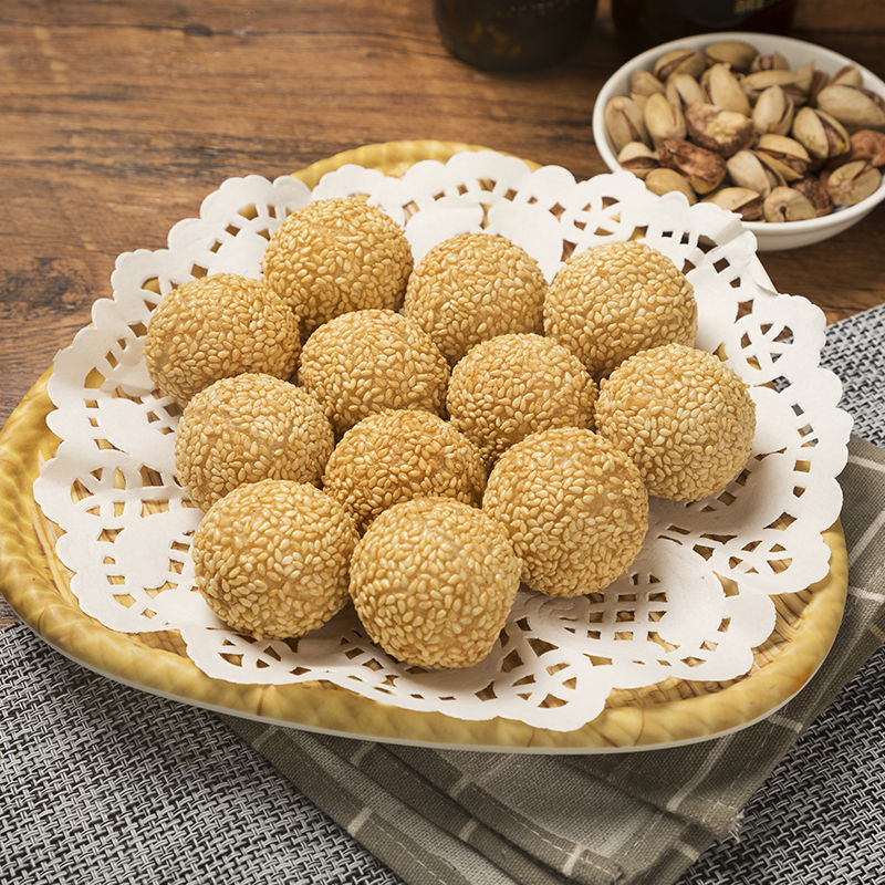 糯米芝麻球批发油炸速冻豆沙馅芝麻球半成品早餐小吃家用商用240g