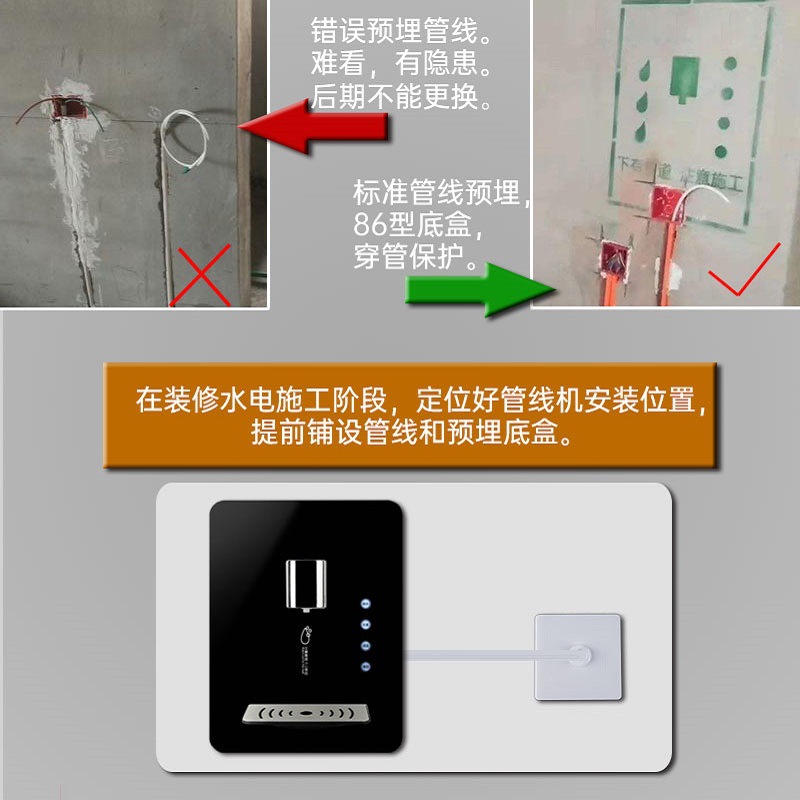 86型净水器管线机饮水机墙壁2分水管pe管线插座面板快插接头配件