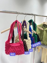韩国代购同款棉线纯手工编织成品女包潮流时尚复古百搭针织多色包