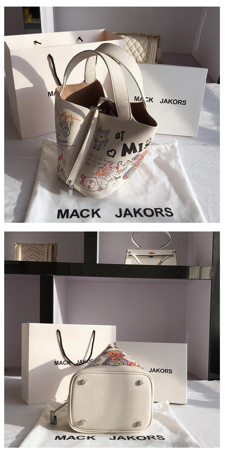 香港mackjakors正品涂鸦菜篮子水桶包女夏天新款百搭手提包女潮