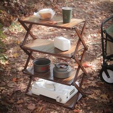 户外野营可折叠桌露营野餐烧烤收纳架出游便携多层置物架