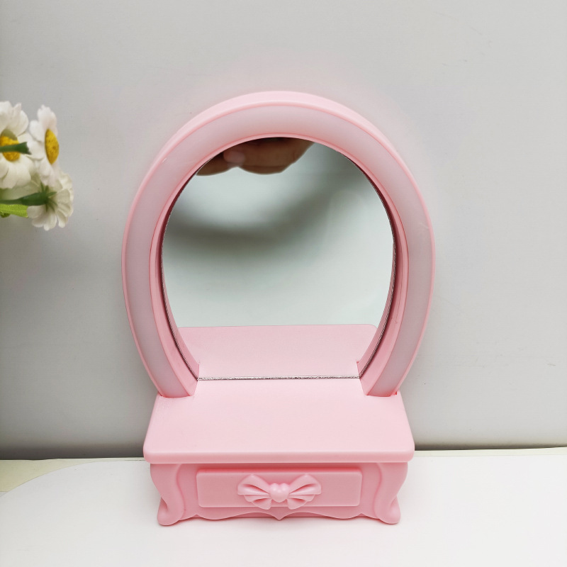 Sweet Lady Play House Dressing Table Light-Emitting Toys Children's Handmade DIY Main Desktop with Light Cosmetic Mirror