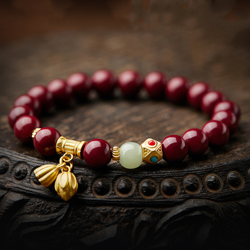 朱砂8mm手串紫金砂莲蓬手绳男女通用中国风时尚古风复古大气-阿里巴巴