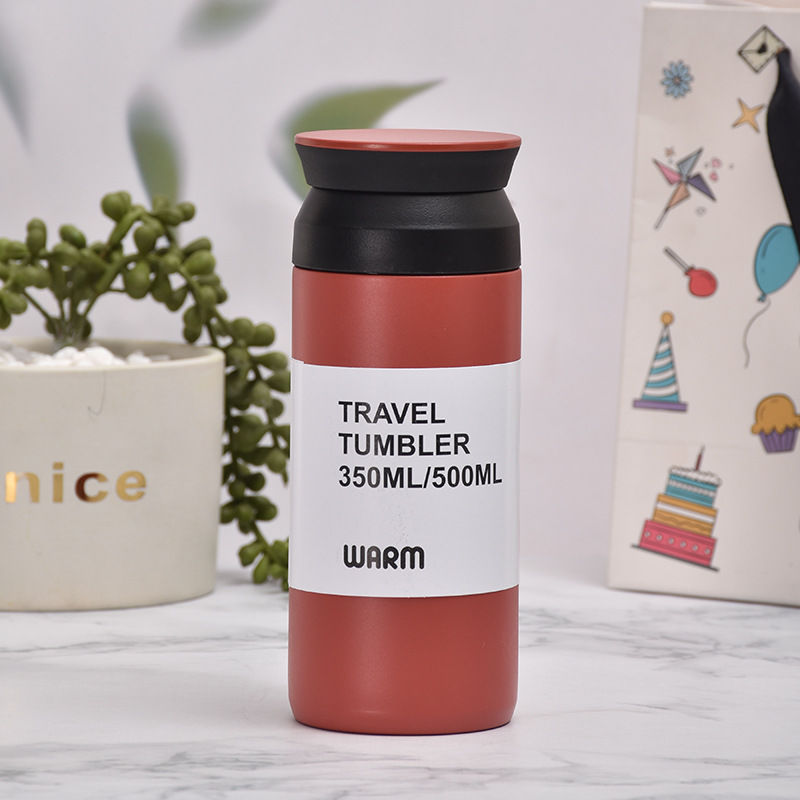 Factory Direct Supply New 304 Stainless Steel Thermos Cup Japanese Elements Portable Portable Big Belly Cup Coffee Carry-on Cup