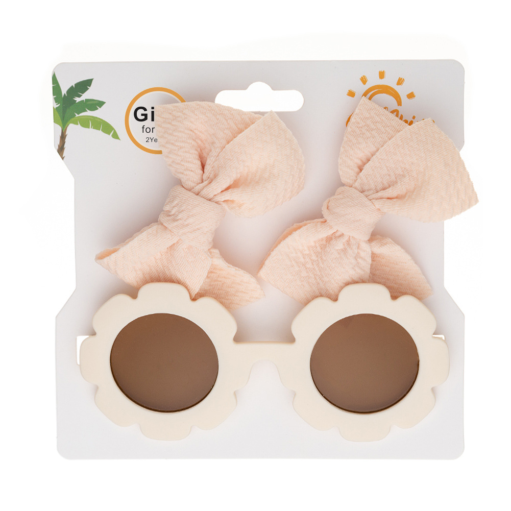 Children's Sunflower Sunglasses Hairpin Set Fashionable Simple Male and Female Baby Uv Protection Eye Protection Toy Sunglasses