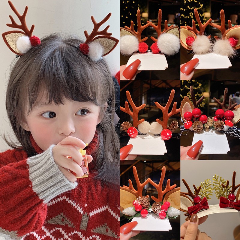 Christmas Hairpin Holiday Headband Girl Cute Deer Headdress Hairpin Female Christmas Photo Dress up Christmas Hairpin