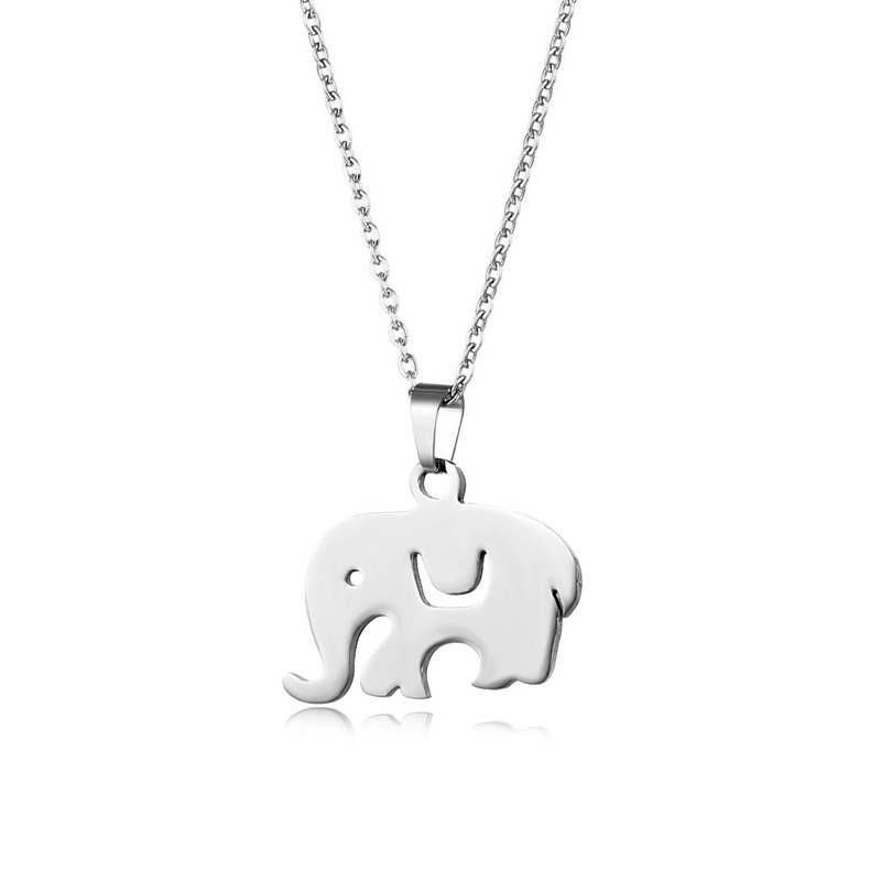 New Cold Style Elephant Necklace Women's Trendy Korean Style Simple Elephant Pendant Stainless Steel Hip Hop Clavicle Chain Neck Chain