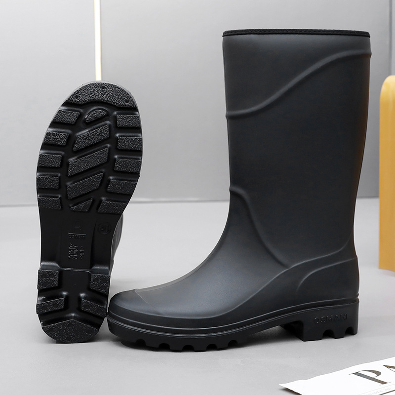 Men's Fashion Waterproof Shoes Construction Site High-Top Rubber Boots Adult Rain Boots Men's Mid-Calf Labor Protection Rain Boots Pvc Cross-Border Rubber Shoes
