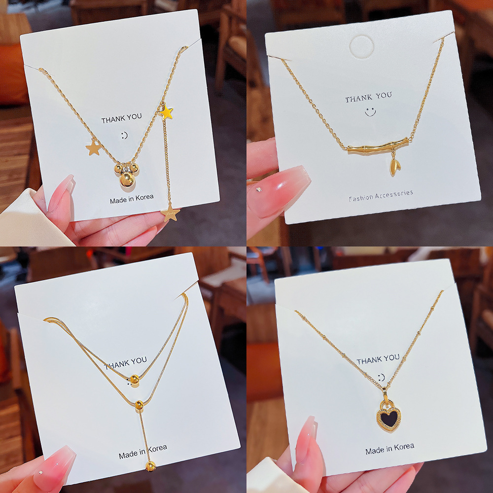 Japanese and Korean Style 18K Titanium Steel Necklace for Women All-Match High-Grade Non-Fading Clavicle Chain for Women Temperament Necklace Ornament Wholesale