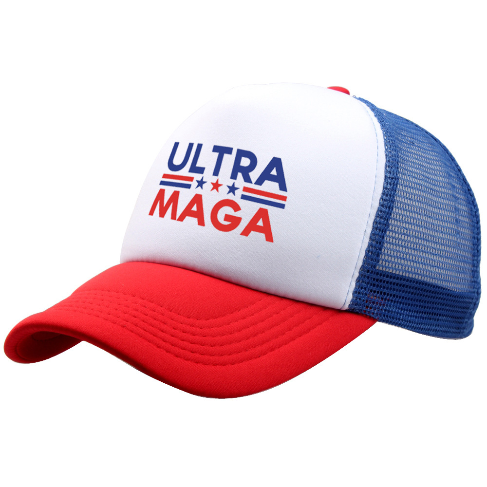 跨境批发 ultra maga 夏季户外遮阳帽 货车帽子网帽欧美帽子印花