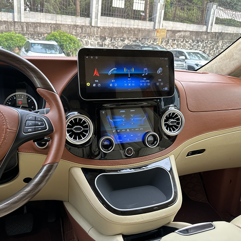 跨境适用奔驰威霆中控导航屏 空调屏双屏一体机支持高清倒车影像