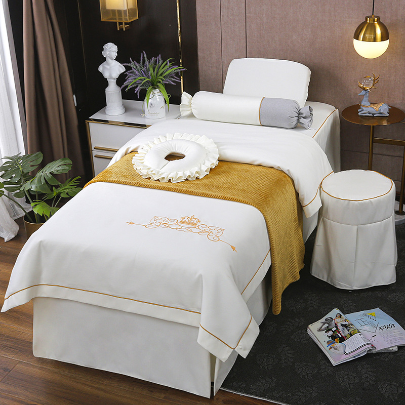 高品质棉麻美容床罩四件套欧尚系列美容院spa按摩养生馆床套批发
