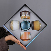 跨境日式粗陶茶杯咖啡杯套装复古窑变陶瓷主人杯子水杯礼盒装