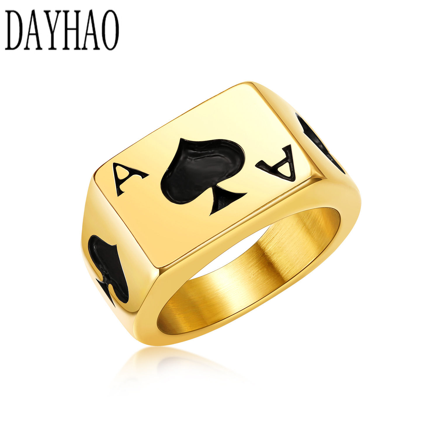 dayhao钛钢戒指hiphop黑桃k戒指嘻哈创意个性街头风指环现货批发