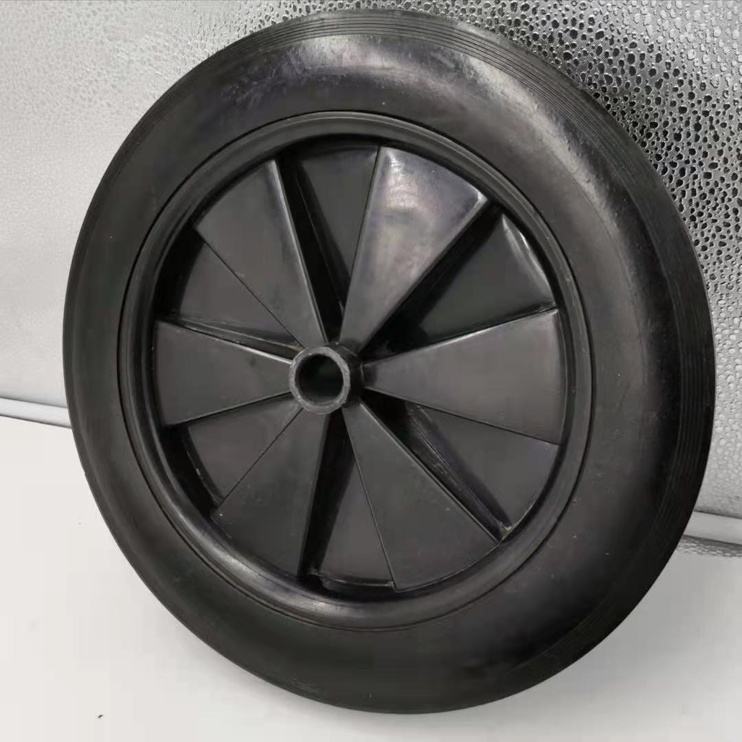 工厂直供12寸塑料轮毂实心橡胶轮 割草机,推车轮子