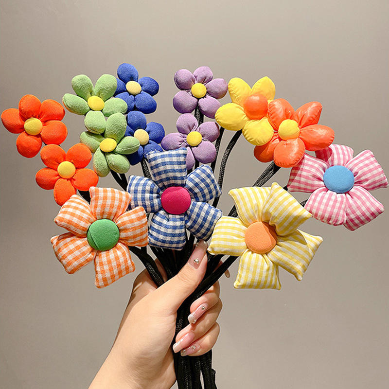 夏季花朵盘发器儿童盘发神器丸子头盘发杆小女孩花苞头扎头发头饰