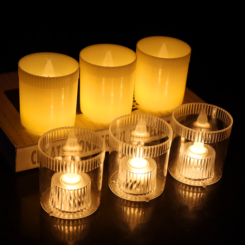 Cross-Border New Arrival LED Electronic Transparent Candle Light Small Night Lamp Bar Decoration Wedding Atmosphere Set