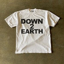 铮大光工作室 重磅不透 down earth在地球上大码复古男女短袖T恤