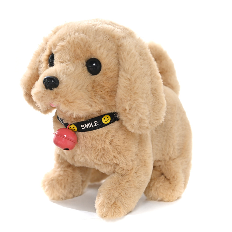 Cross-Border Plush Electric the Toy Dog Simulation Electronic Pet Dog Doll Walking Tail with Bell Children the Toy Dog
