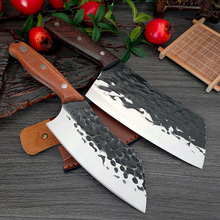 手工锻打锤纹切菜刀家用切片切肉厨房刀具不锈钢菜刀传统厨用刀