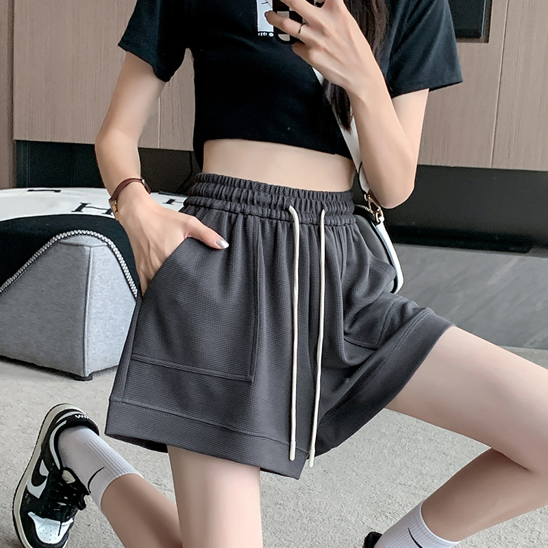 Sports Shorts Women's Summer Thin High Waist Loose Drooping Casual Pants A- line Slimming All-Matching Wide Leg Cropped Pants