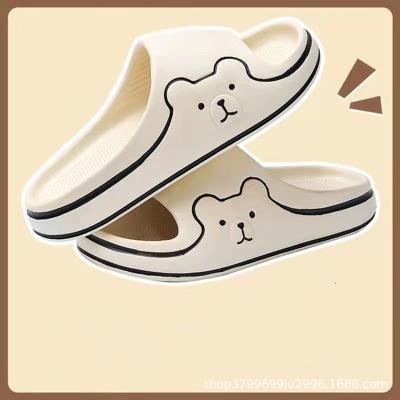 Slip-on Slippers for Women Summer Home Cute Cartoon Couple Home Indoor Non-Slip Bathroom Sandals for Men