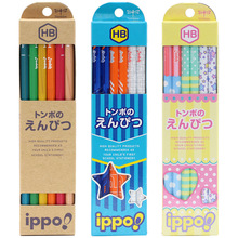 日本蜻蜓小学生用六角杆木头HB铅笔2B文具木杆黑12支装