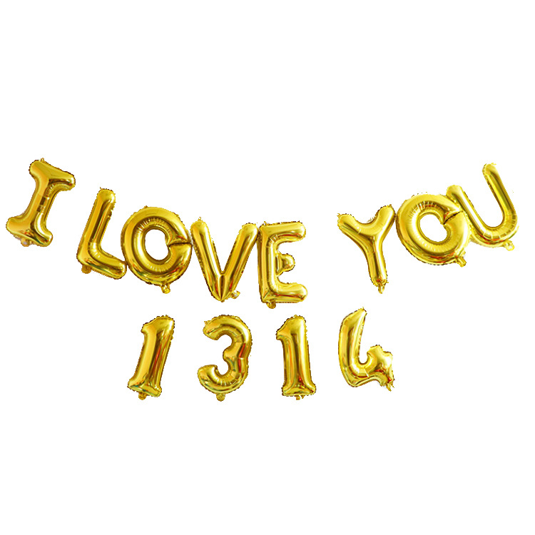 16寸仿美字母新婚快乐我爱你1314字母套装七夕求婚布置铝膜气球