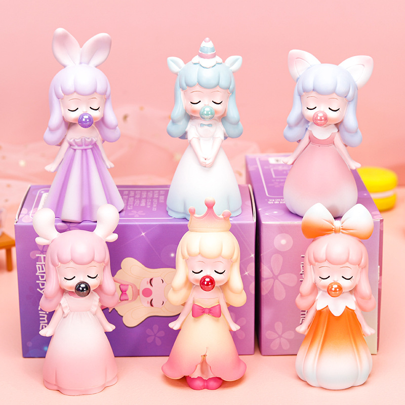 柏顺吹泡泡女孩盲盒摆件公仔创意潮玩手办拆盒有惊喜蛋糕装饰品