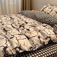 四件套水洗棉床上用品被套床单人被子秋冬季三件套活性印染被单罩