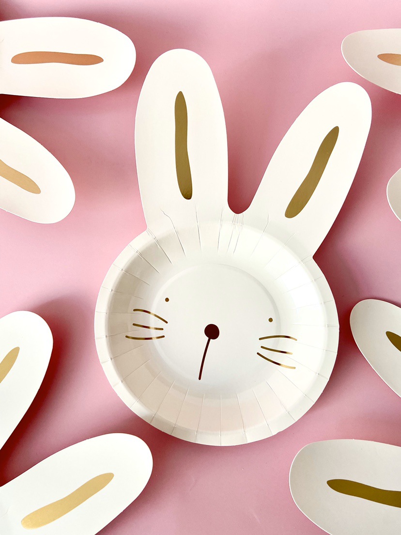 卡通兔子一次性纸盘 儿童蛋糕碟子野餐盘派对餐具餐盘加厚可降解