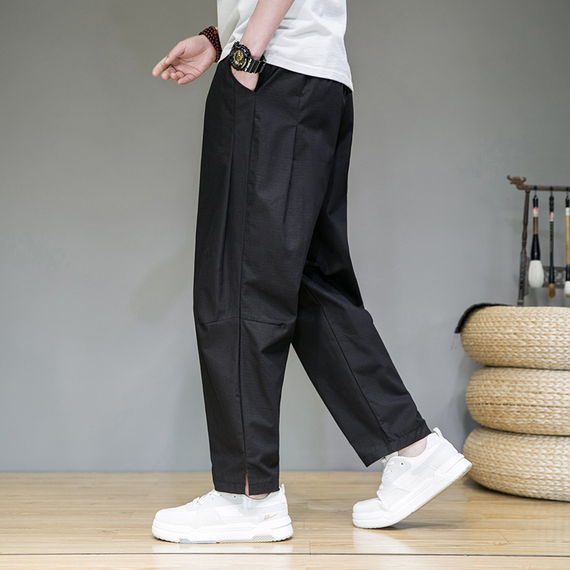 亚麻裤男裤子夏季薄款男士休闲裤中国风男装棉麻夏裤哈伦裤男裤麻