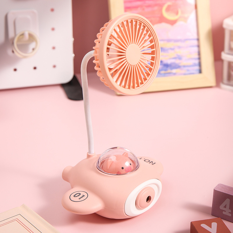 Cross-Border Aircraft Fan Usb Rechargeable Children Ambience Light Students Do Homework Pencil Sharpener Desktop Fan Gift