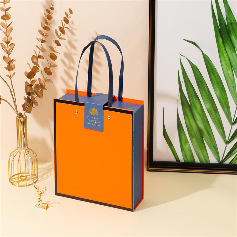 爱马仕橙手提结婚伴手礼回礼批发丝巾护肤品化妆品手提翻盖礼品盒