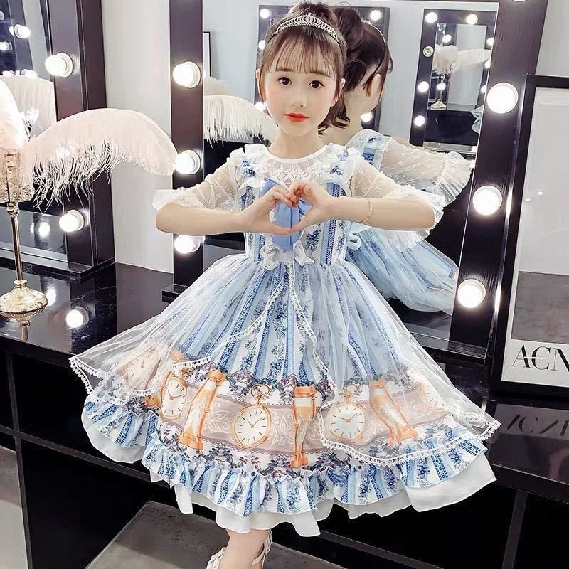 女童公主裙2022新款洛丽塔裙子2-10岁中小学生夏装仙女连衣裙女孩
