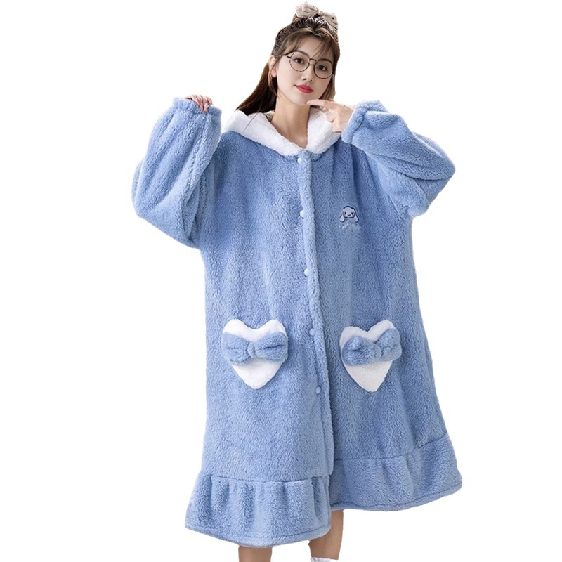 Pajamas Women's Autumn and Winter Coral Fleece Thickened Flannel Nightgown 2023 New Homewear Factory Wholesale