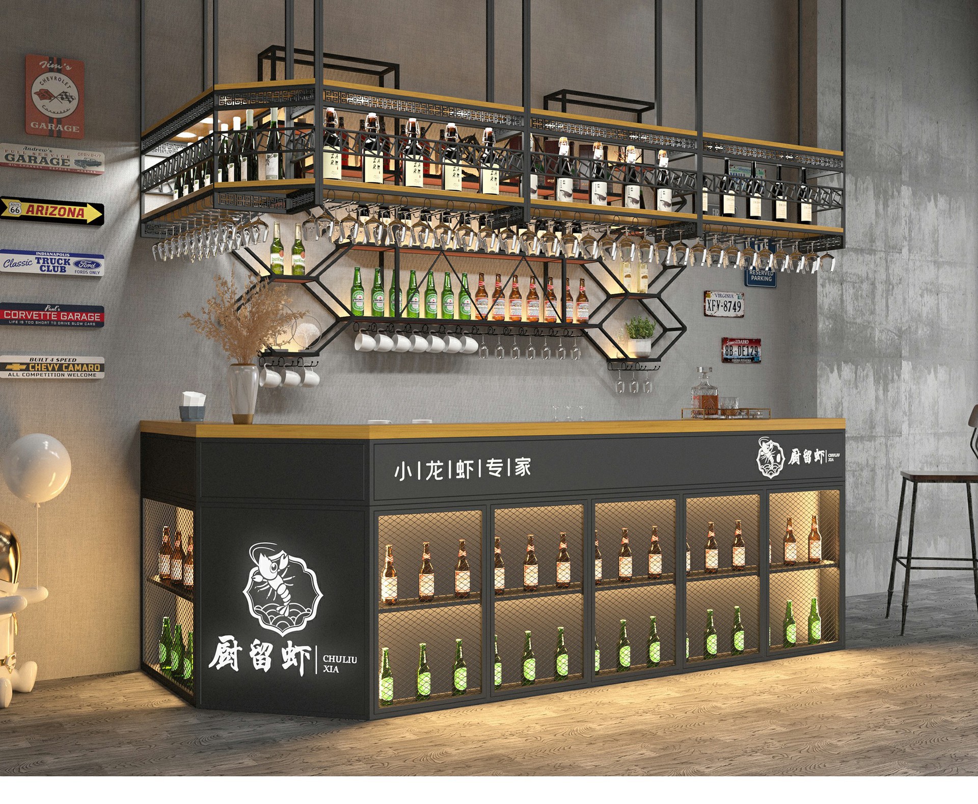 工业风创意清吧收银台 咖啡厅水吧铁艺吧台 服装店美容院接待前台