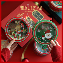 圆形透明胶片天窗马口铁盒圣诞节礼物礼品盒翻糖曲奇烘焙包装盒子