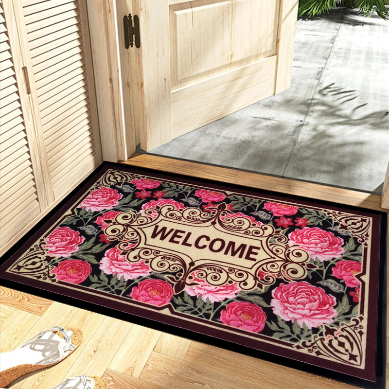 pvc印花地毯家用门口耐脏圣诞地垫防滑垫商用入户地毯门垫-阿里巴巴