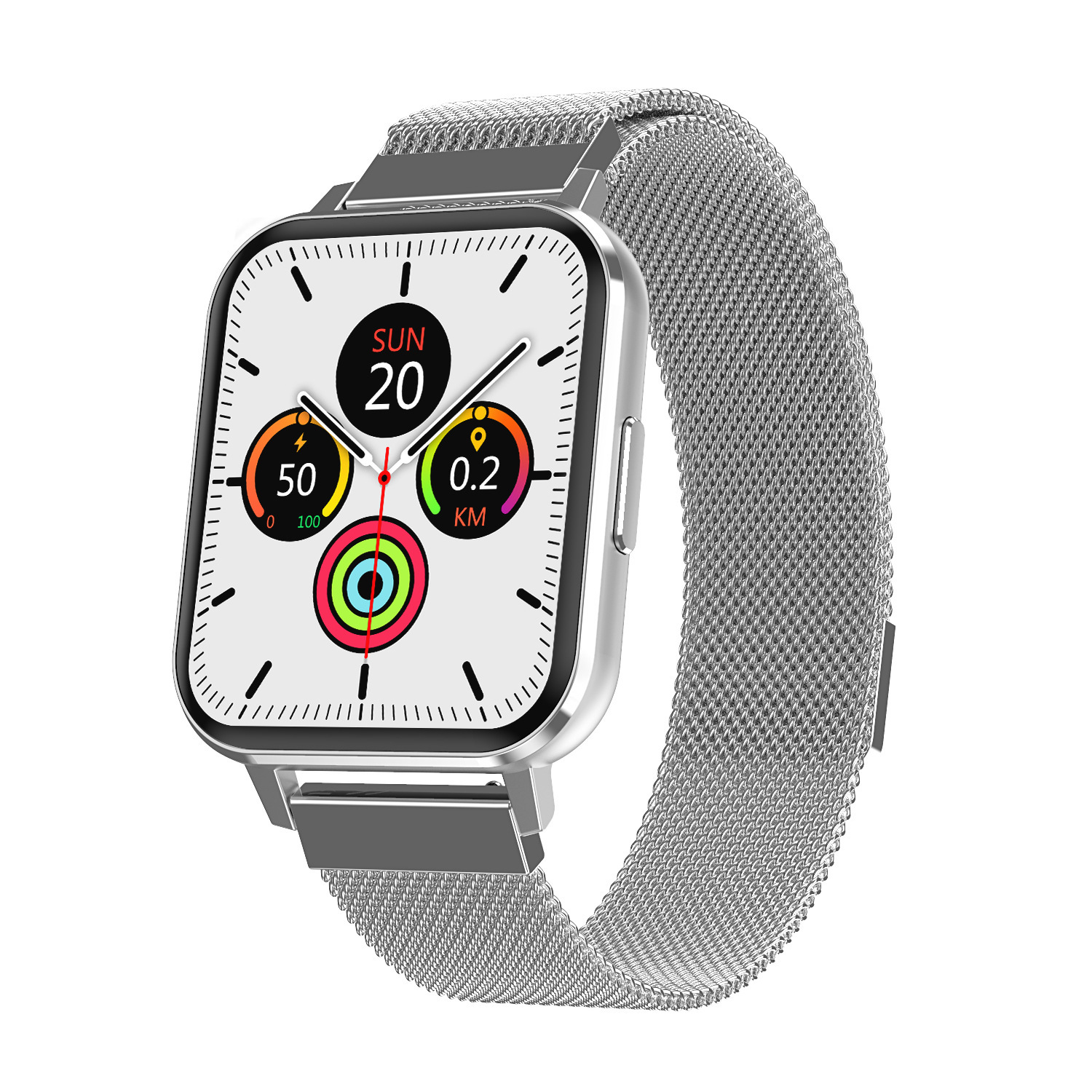 78寸420*485闹钟音乐心率血压血氧心电手环智能手表