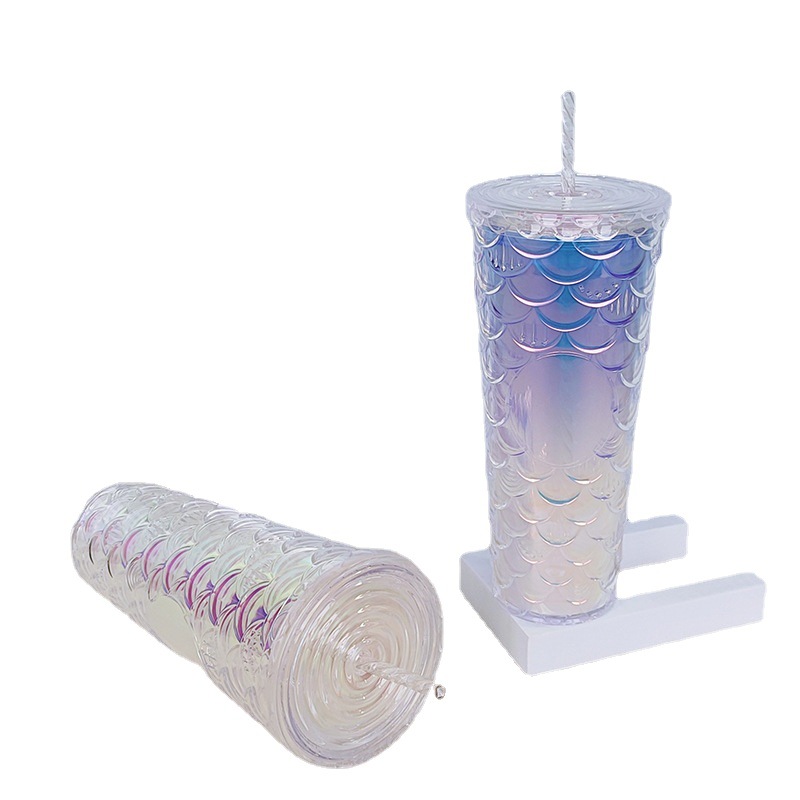 New Scale Cup Double-Layer Cup with Straw 700ml Large Capacity