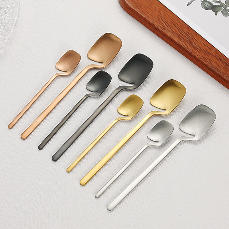 Amazon 304 Stainless Steel Wall-Mounted Steak Knife, Fork and Spoon Golden Stainless Steel Spoon Household Sanding Hanging Cup Tableware