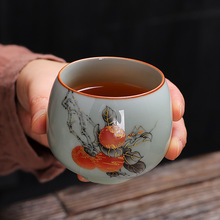 茶具配件陶瓷单杯哥窑功夫大喝茶杯子复古茶盏罗汉杯主人杯