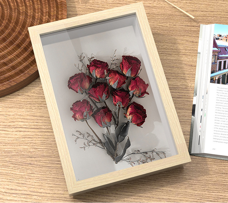 Light Painting Hollow Photo Frame and Picture Frame Wholesale Three-Dimensional Dried Flower Frame Photos on the Table Ornaments Solid Wood Photo Frame Diy Frame Wall Hanging