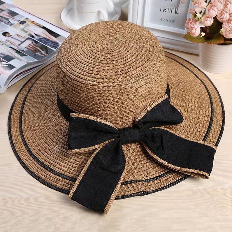 Straw Hat Women's Summer Sun-Proof Beach Hat Travel Vacation Big Brim Sun Hat Goddess Versatile Traveling Sun Hat