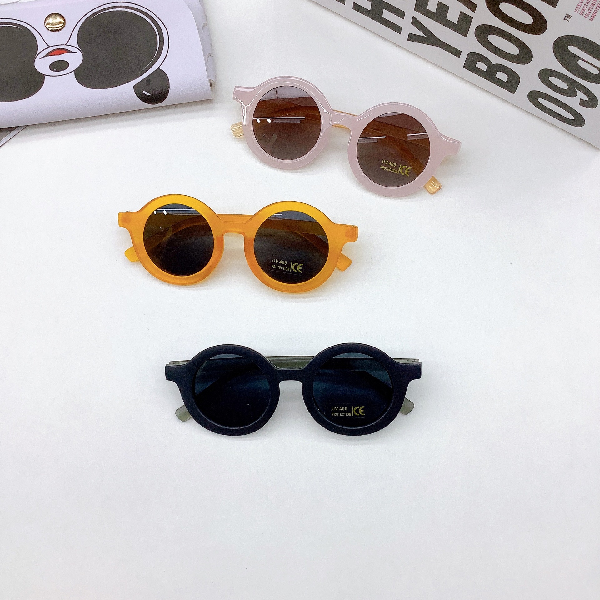 New Vintage round Frame Cute Girls Sunglasses Sun Protection Kids Sunglasses UV Protection Boys Glasses Tide