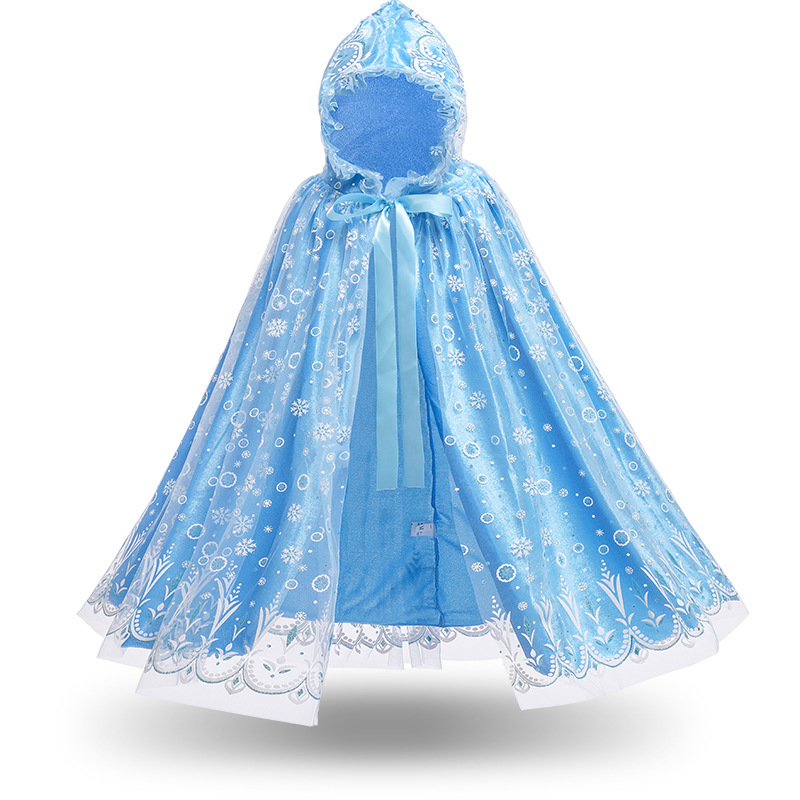 圣诞节冰雪奇缘爱莎公主披风女童网纱斗篷儿童宝宝保暖披肩外套
