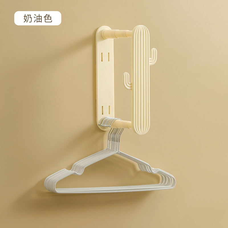 Retractable Clothes Hanger Container Punch-Free Home Balcony Wall-Mounted Clothes Hanger Organizer Multi-Functional Storage Rack