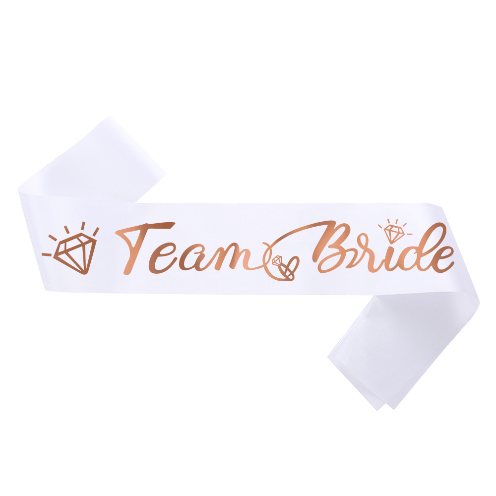 Wedding Bachelor Party Team Bride Shoulder Strap Bridesmaid Etiquette Belt Rose Gold Champagne Ribbon Bronzing